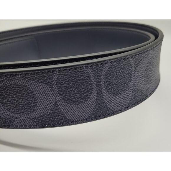 NWT Coach Harness Buckle Cut To Size Reversible Men's Belt 38 Mm Charcoal Black - Picture 10 of 13